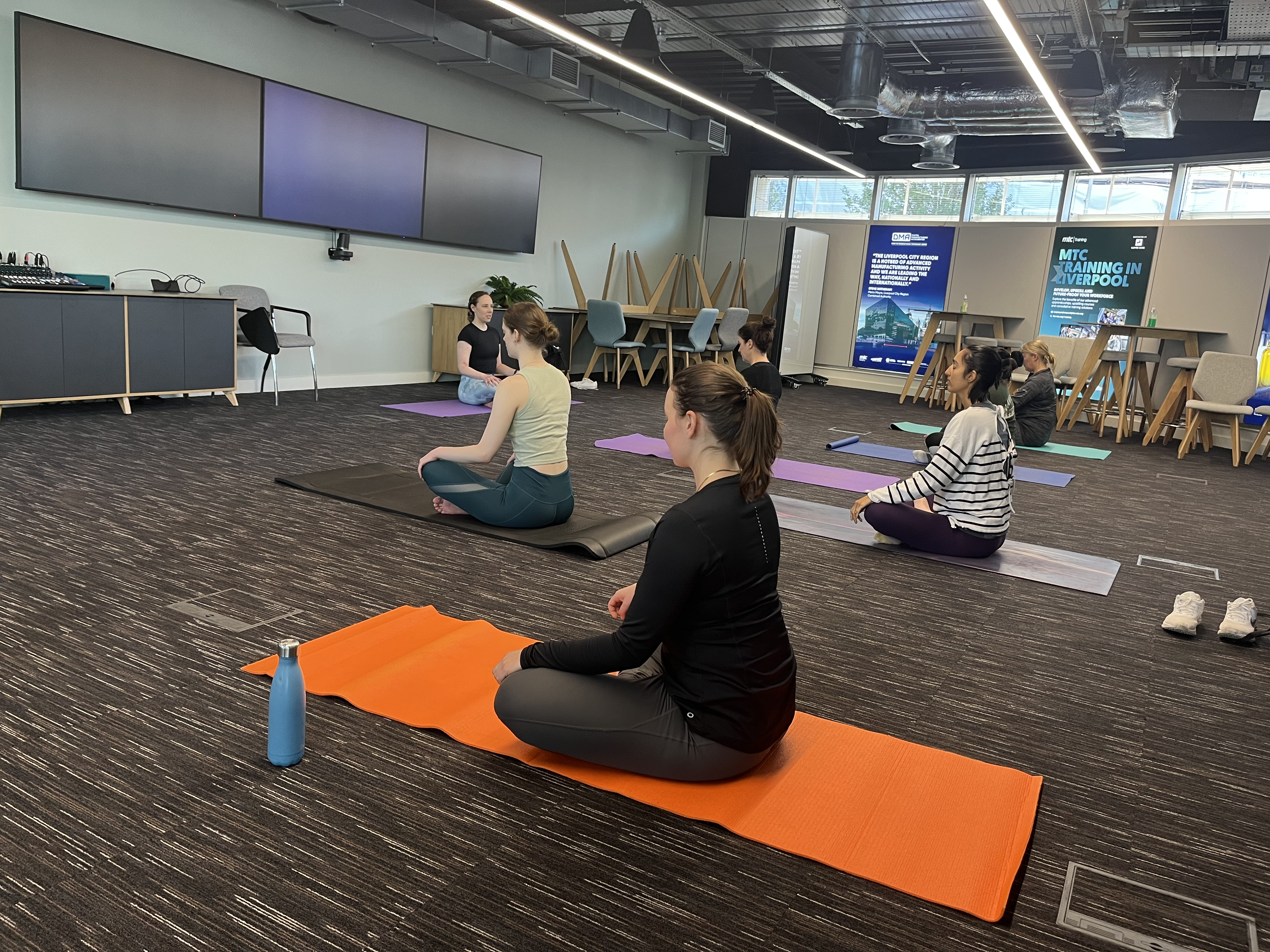 Teaching yoga for World Mental Health day at the Knowledge Quarter, Liverpool